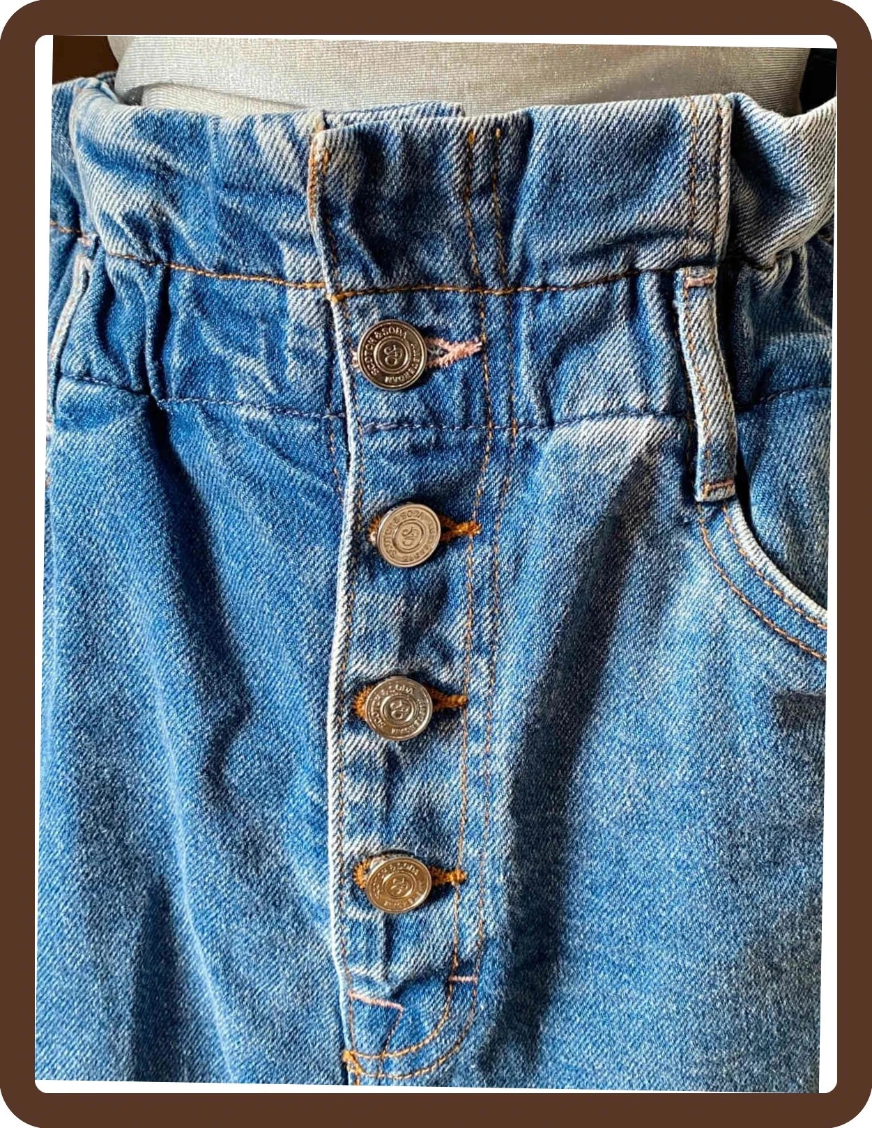 High-waist denim Scotch & Soda skirt T36, paperbag cut, metal buttons, 100% cotton denim – photo 2
